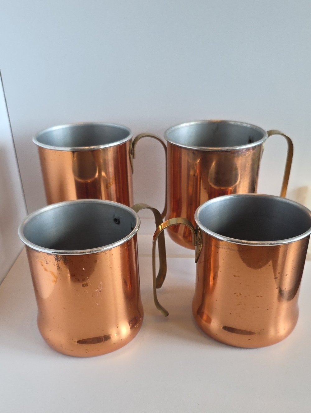Vintage Coppercraft Guild Copper Mugs Set of 4 Brass Handles Taunton Mass USA